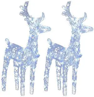 vidaXL Christmas Reindeers 2 Pcs Light Display with 80 LEDs Cold White Acrylic