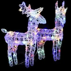vidaXL Christmas Reindeers 2 Pcs Light Display with 80 LEDs Multicolor Acrylic