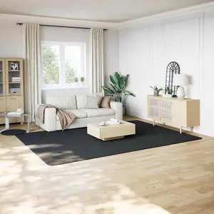 vidaXL 8x11 Ft Rectangular Shaggy Rugs, Fluffy Carpets with Anti-Slip Backing, Indoor Modern Plush Area Rugs for Living Room Bedroom Hallway, Easy-Maintenance Home Decor, Black