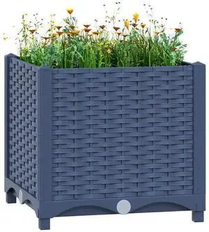vidaXL Raised Bed 15.7" Polypropylene Outdoor Garden Planter Flower Box Pot