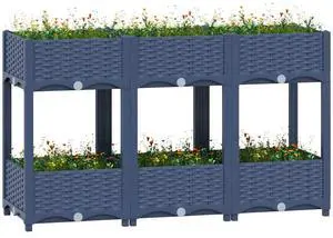 vidaXL Large Blue Grey Raised Bed Polypropylene Spacious
