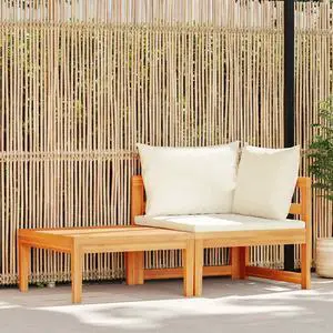 vidaXL Patio Lounge Set 2 Piece Sectional Sofa with Cushions Solid Acacia Wood