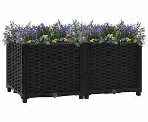 vidaXL Raised Bed 31.5" Polypropylene Outdoor Garden Planter Flower Box Pot