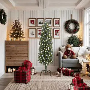 vidaXL Artificial Christmas Tree with 300 LEDs Green 70.87 in