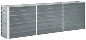 vidaXL Garden Raised Bed Galvanized Steel 94.5"x15.7"x30.3" Gray