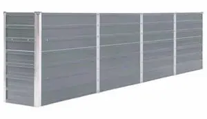 vidaXL Raised Garden Bed Galvanized Steel Gray Patio Plant Stand Vase Planter