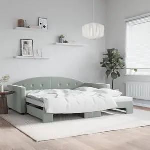 vidaXL Daybed with Trundle Upholstered Sleeper Sofa Bed Light Gray Velvet
