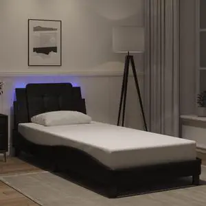 vidaXL Bed Frame with LED without Mattress "Zadar" Black 39.4"x74.8" Twin