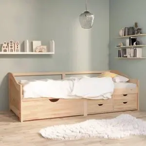 vidaXL Day Bed Natural Wood Solid Pine Wood 35.4x78.7 in