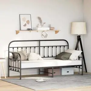 vidaXL Daybed Frame with Headboard Black 31.5" x 78.7" Steel