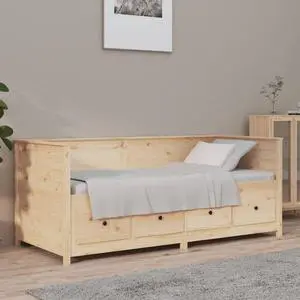 vidaXL Day Bed Natural pine Solid Pine Wood Small Single Day Bed
