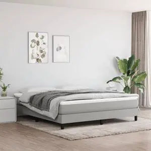 vidaXL Box Spring Bed Frame Upholstered Light Gray 76"x79.9" King Fabric vidaXL Box Spring Bed Frame Upholstered Light Gray 76"x79.9" King Fabric