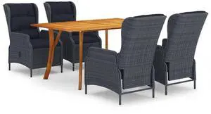 vidaXL Patio Dining Set Outdoor Dining Set Table and Chair 5 Piece Dark Gray vidaXL Patio Dining Set Outdoor Dining Set Table and Chair 5 Piece Dark Gray