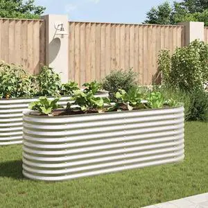 vidaXL Garden Raised Bed 94.5"x31.5"x31.9" Galvanized Steel Silver Flower Box vidaXL Garden Raised Bed 94.5"x31.5"x31.9" Galvanized Steel Silver Flower Box