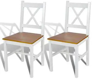 vidaXL Dining Chairs 2 Pcs Accent Chair with Curved Slat Back White Pinewood vidaXL Dining Chairs 2 Pcs Accent Chair with Curved Slat Back White Pinewood