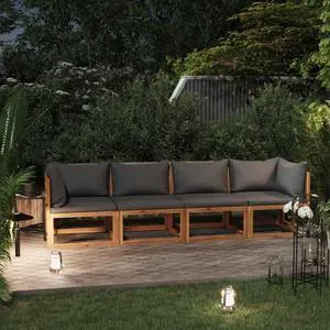 vidaXL Solid Acacia Wood 4-Seater Patio Sofa with Cushion Outdoor Garden Seat vidaXL Solid Acacia Wood 4-Seater Patio Sofa with Cushion Outdoor Garden Seat
