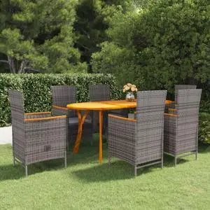 vidaXL Patio Dining Set Outdoor Dining Set Table and Chair Set 7 Piece Gray vidaXL Patio Dining Set Outdoor Dining Set Table and Chair Set 7 Piece Gray