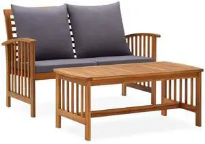 vidaXL Patio Furniture Set 2 Piece Bench Seat with Table Solid Acacia Wood vidaXL Patio Furniture Set 2 Piece Bench Seat with Table Solid Acacia Wood
