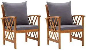 vidaXL Patio Chairs 2 pcs Patio Dining Chair with Cushions Solid Wood Acacia vidaXL Patio Chairs 2 pcs Patio Dining Chair with Cushions Solid Wood Acacia