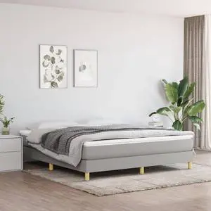 vidaXL Box Spring Bed Frame Upholstered Light Gray 76"x79.9" King Fabric vidaXL Box Spring Bed Frame Upholstered Light Gray 76"x79.9" King Fabric