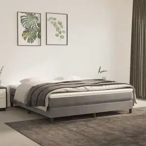 vidaXL Box Spring Bed Frame Upholstered Light Gray 76"x79.9" King Velvet vidaXL Box Spring Bed Frame Upholstered Light Gray 76"x79.9" King Velvet