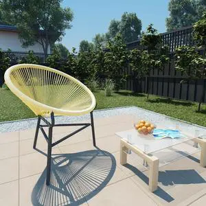 vidaXL Patio Moon Chair Acapulco Chair with Steel Frame Poly Rattan Beige vidaXL Patio Moon Chair Acapulco Chair with Steel Frame Poly Rattan Beige