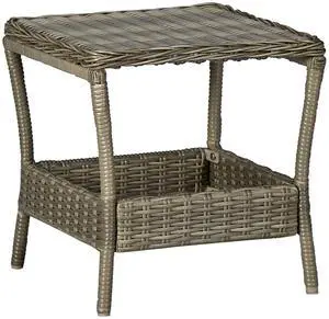 vidaXL Patio Table Outdoor Garden Patio End Table with Storage PE Rattan Brown vidaXL Patio Table Outdoor Garden Patio End Table with Storage PE Rattan Brown
