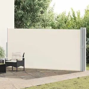 vidaXL Retractable Side Awning Patio Folding Privacy Screen 66.9"x472.4" Cream vidaXL Retractable Side Awning Patio Folding Privacy Screen 66.9"x472.4" Cream