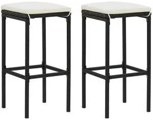 vidaXL Bar Stools Bar Seats Counter Height Island Stools 2 Pcs Black Poly Rattan vidaXL Bar Stools Bar Seats Counter Height Island Stools 2 Pcs Black Poly Rattan