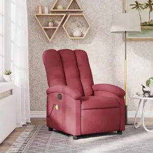 vidaXL Massage Recliner Chair Adjustable Reclining Armchair Wine Red Fabric vidaXL Massage Recliner Chair Adjustable Reclining Armchair Wine Red Fabric