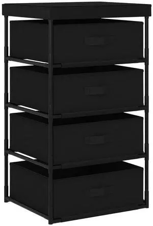 vidaXL Cabinet Storage Rack Drawer Cabinet with 4 Fabric Baskets Steel Black vidaXL Cabinet Storage Rack Drawer Cabinet with 4 Fabric Baskets Steel Black