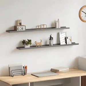 vidaXL Wall Shelves Floating Shelves Display Shelves for DVDs 2 Pcs Gray 39.4" vidaXL Wall Shelves Floating Shelves Display Shelves for DVDs 2 Pcs Gray 39.4"