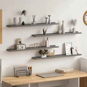 vidaXL Wall Shelves Floating Shelves Display Shelves for DVDs 4 Pcs Gray 31.5" vidaXL Wall Shelves Floating Shelves Display Shelves for DVDs 4 Pcs Gray 31.5"