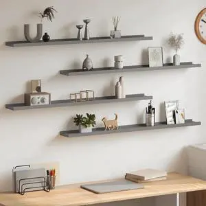 vidaXL Wall Shelves Floating Shelves Display Shelves for DVDs 4 Pcs Gray 39.4" vidaXL Wall Shelves Floating Shelves Display Shelves for DVDs 4 Pcs Gray 39.4"