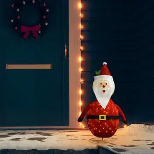 vidaXL Christmas Santa Claus Figure Xmas Decoration with LEDs Luxury Fabric vidaXL Christmas Santa Claus Figure Xmas Decoration with LEDs Luxury Fabric