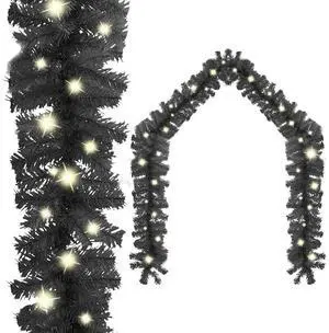 vidaXL Christmas Garland Decoration Artificial Garland with LED Lights Black vidaXL Christmas Garland Decoration Artificial Garland with LED Lights Black