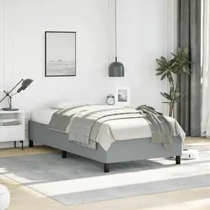 vidaXL Twin XL Size Bed Frame with Plywood Slats, Platform Bed Frame, Fabric Upholstered Mattress Foundation, No Box Spring Needed & Easy Assembly, Light Gray, without Mattress vidaXL Twin XL Size Bed Frame with Plywood Slats, Platform Bed Frame, Fabric Upholstered Mattress Foundation, No Box Spring Needed & Easy Assembly, Light Gray, without Mattress