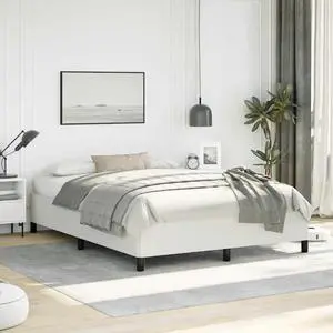 vidaXL Queen Size Bed Frame with Plywood Slats, Platform Bed Frame, Faux Leather Upholstered Mattress Foundation, No Box Spring Needed & Easy Assembly, White, without Mattress vidaXL Queen Size Bed Frame with Plywood Slats, Platform Bed Frame, Faux Leather Upholstered Mattress Foundation, No Box Spring Needed & Easy Assembly, White, without Mattress
