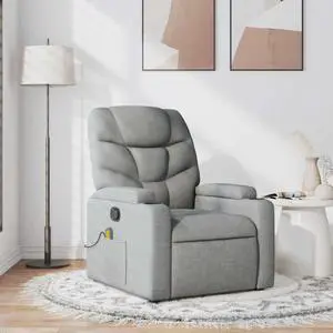 vidaXL Massage Recliner Chair Adjustable Reclining Armchair Light Gray Fabric vidaXL Massage Recliner Chair Adjustable Reclining Armchair Light Gray Fabric