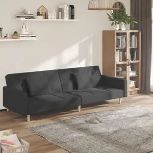 vidaXL 2-Seater Sofa Bed with Two Pillows Accent Loveseat Couch Dark Gray Fabric vidaXL 2-Seater Sofa Bed with Two Pillows Accent Loveseat Couch Dark Gray Fabric