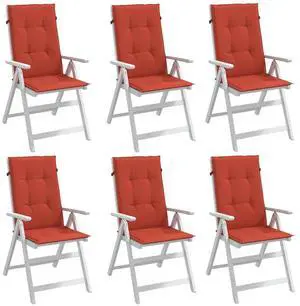 vidaXL Highback Chair Cushion Set of 6 Melange red 100% polyester vidaXL Highback Chair Cushion Set of 6 Melange red 100% polyester