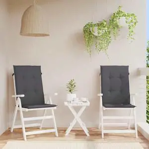 vidaXL Chair Cushion 2 Pcs Garden High Back Chair Cushion Anthracite Fabric vidaXL Chair Cushion 2 Pcs Garden High Back Chair Cushion Anthracite Fabric