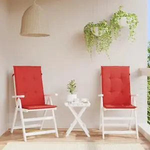 vidaXL Chair Cushion 2 Pcs Outdoor Garden High Back Chair Cushion Red Fabric vidaXL Chair Cushion 2 Pcs Outdoor Garden High Back Chair Cushion Red Fabric