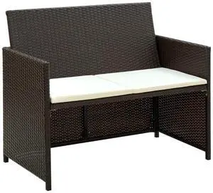 vidaXL 2 Seater Sofa Couch with Cushions Patio Wicker Love Seat PE Rattan Brown vidaXL 2 Seater Sofa Couch with Cushions Patio Wicker Love Seat PE Rattan Brown