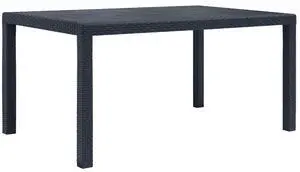 vidaXL Patio Table Garden Dining Table with Rattan Look Plastic Anthracite vidaXL Patio Table Garden Dining Table with Rattan Look Plastic Anthracite