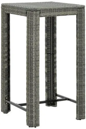 vidaXL Patio Bar Table Outdoor Pub Table Bistro Counter Table PE Rattan Gray vidaXL Patio Bar Table Outdoor Pub Table Bistro Counter Table PE Rattan Gray