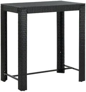 vidaXL Patio Bar Table Outdoor Pub Table Bistro Counter Table PE Rattan Black vidaXL Patio Bar Table Outdoor Pub Table Bistro Counter Table PE Rattan Black