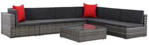vidaXLPatio Sofa Set Sectional Sofa Outdoor Furniture 7 Piece Poly Rattan Gray vidaXLPatio Sofa Set Sectional Sofa Outdoor Furniture 7 Piece Poly Rattan Gray