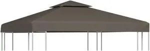 vidaXL 2-Tier Gazebo Top Cover 1 oz/ftÂ² 9.8'x9.8' Taupe Gazebo Canopy Roof