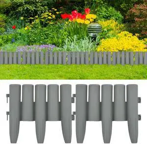 vidaXL 36x Lawn Edgings Gray 393.7" PP Garden Yard Fence Border Grass Edge vidaXL 36x Lawn Edgings Gray 393.7" PP Garden Yard Fence Border Grass Edge